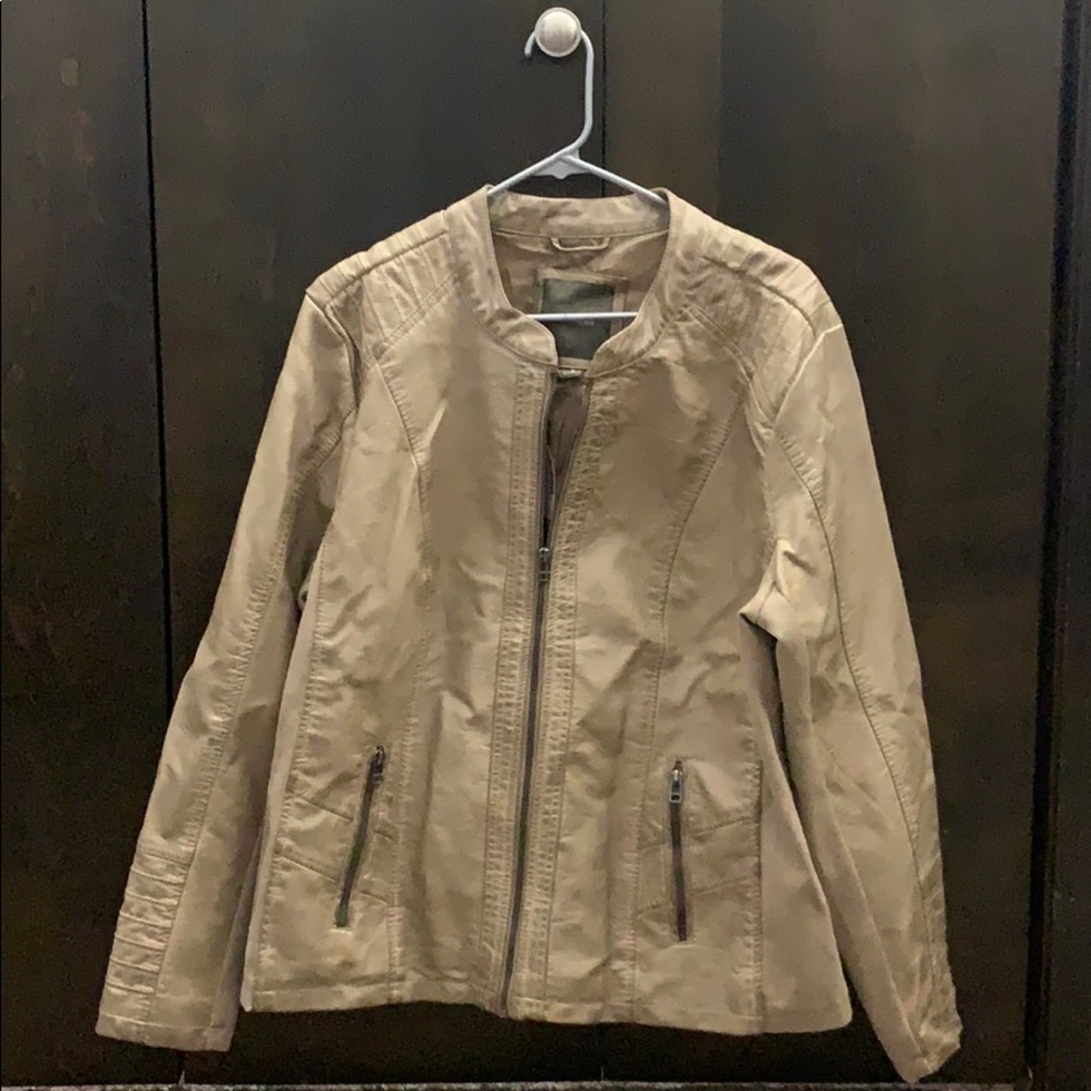 Maurices tan pleather biker style Jacket